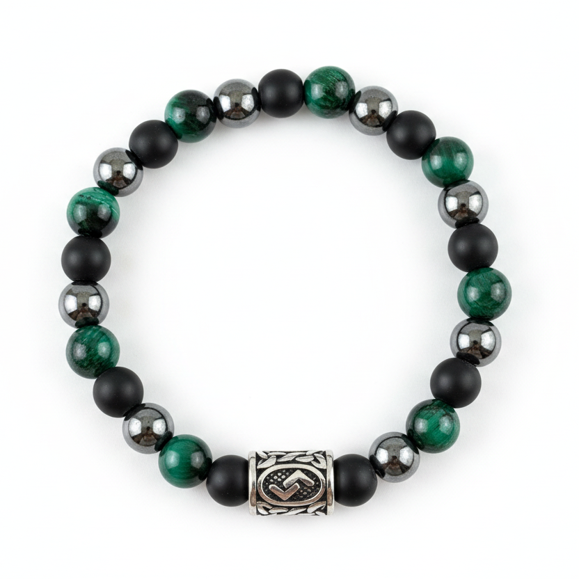 Pulsera con malaquita y hematita