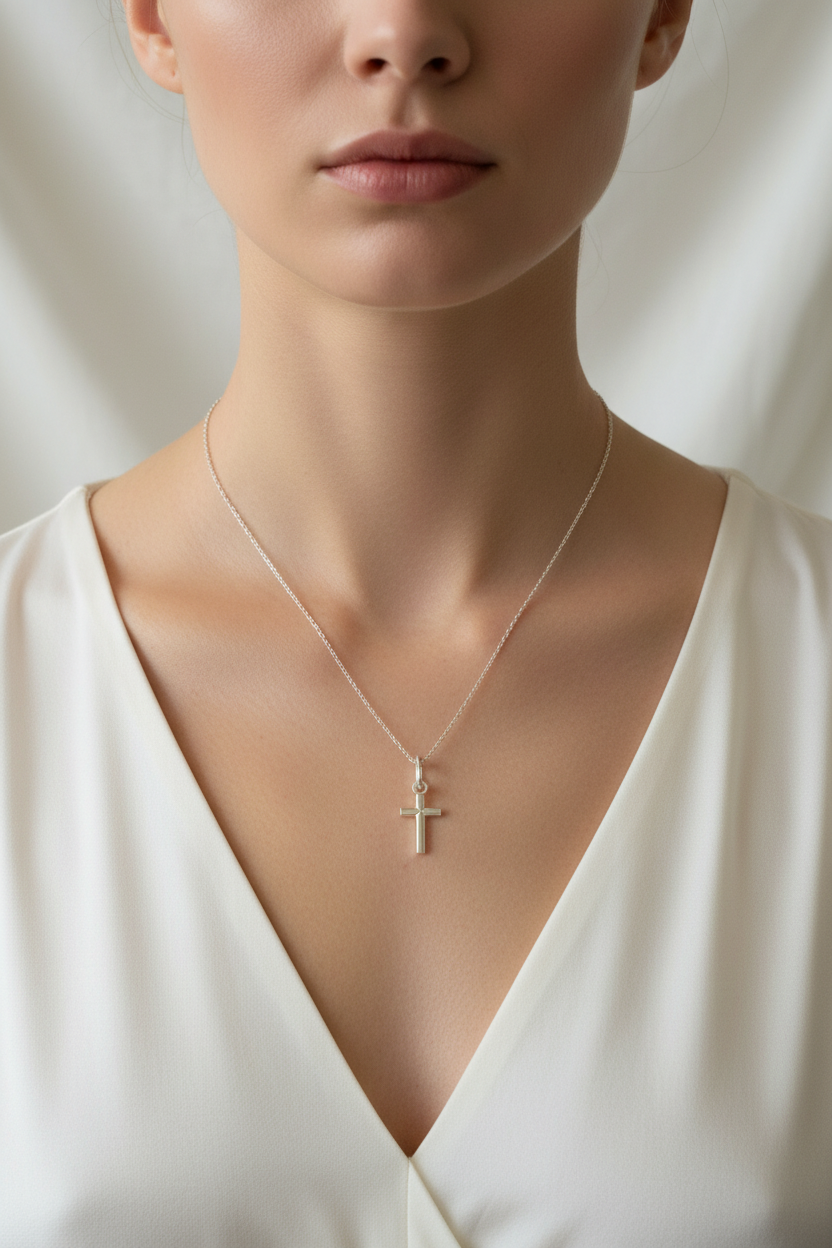Collar cruz en modelo