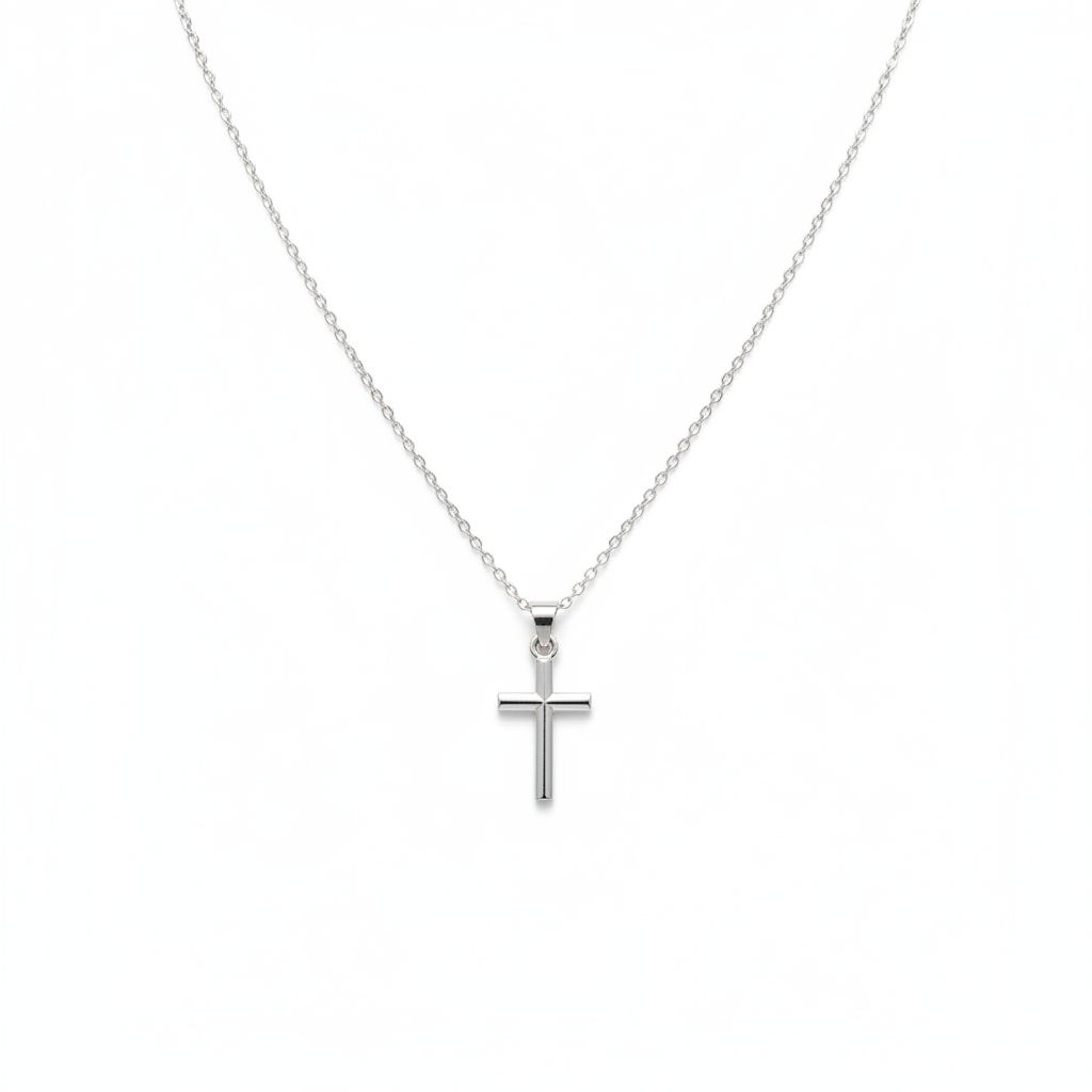 Collar cruz plata editorializado