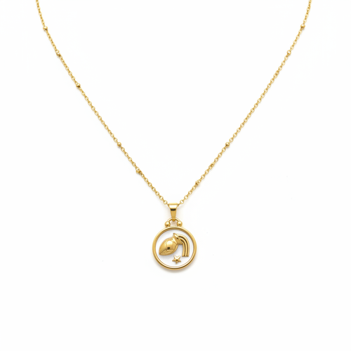 Collar dorado con dije de pájaro