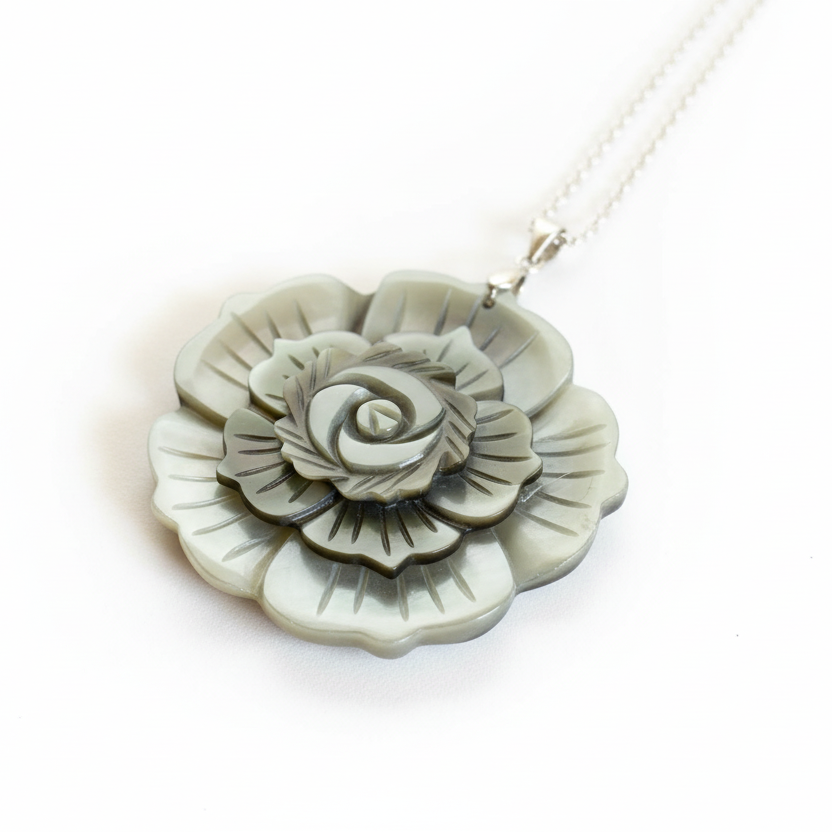 Collar flor gris vista 1