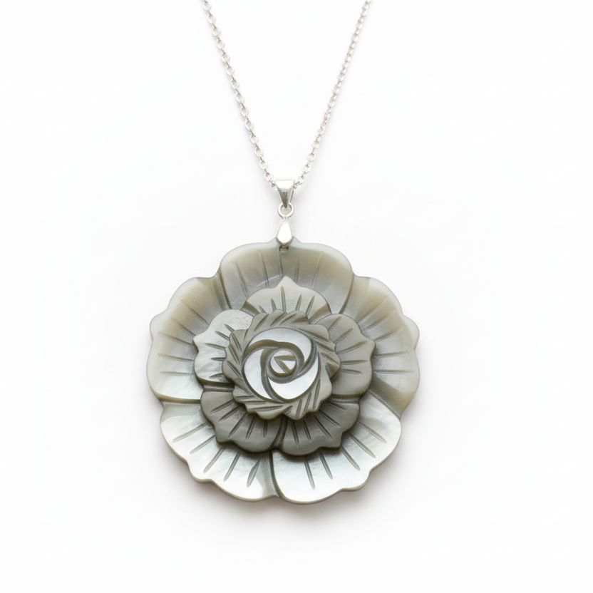 Collar flor gris vista 2