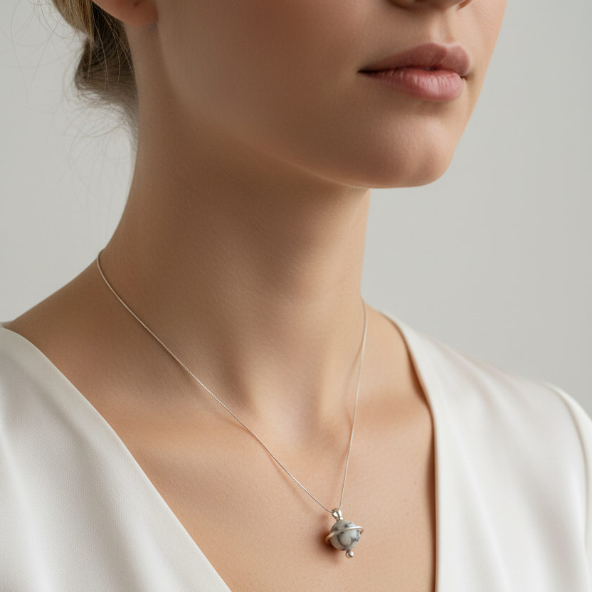 Collar piedra mármol en modelo