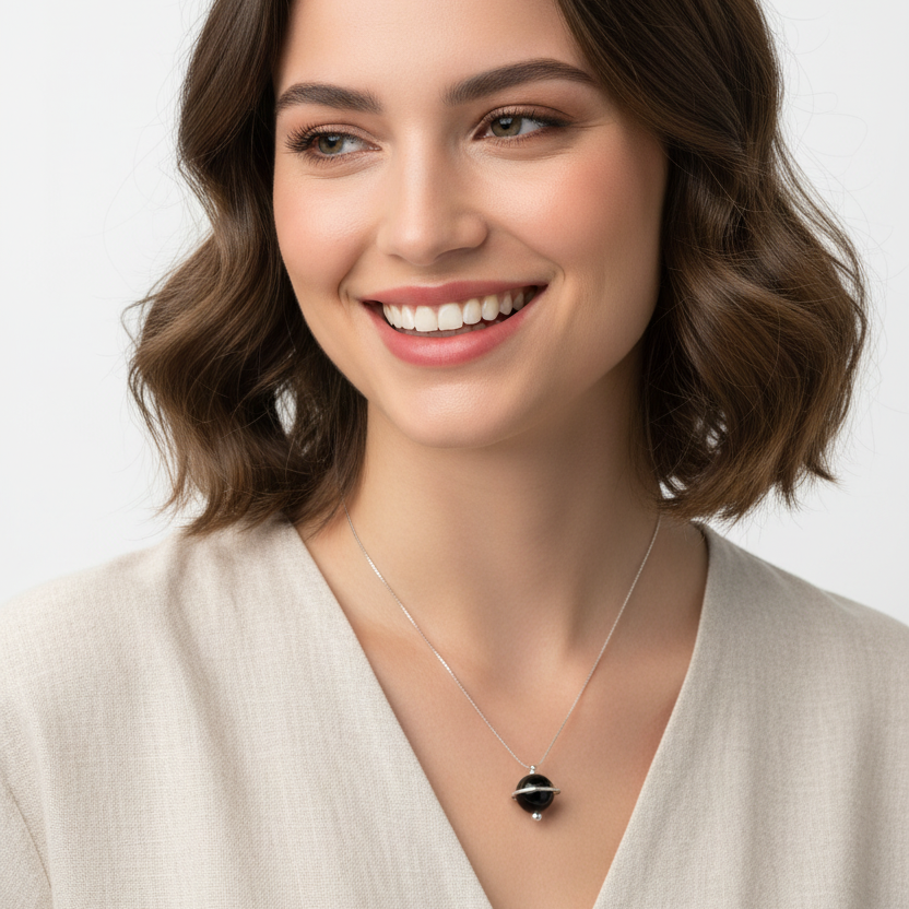 Collar Saturno en modelo