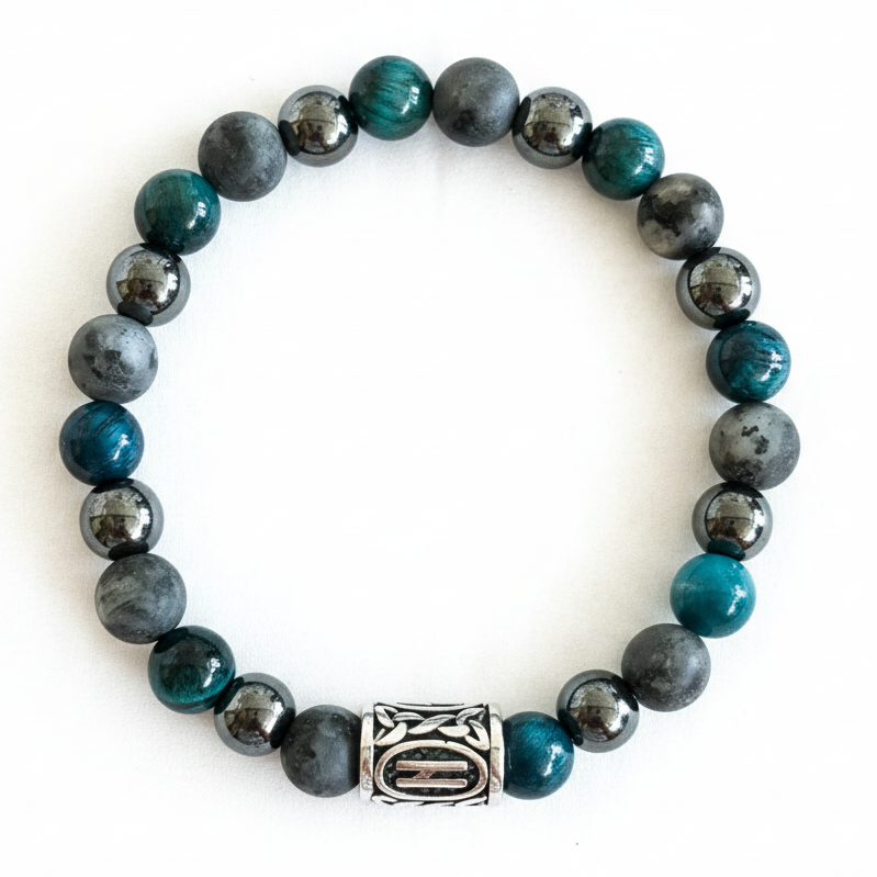 Pulsera con piedras verdes y grises mejorada