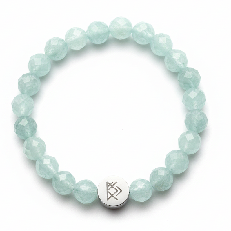 Pulsera de aguamarina con broche plateado