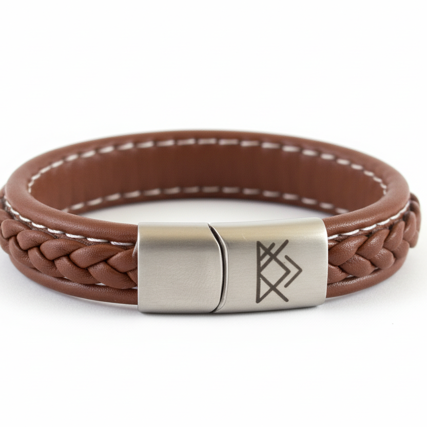 Pulsera de cuero con cierre grabado