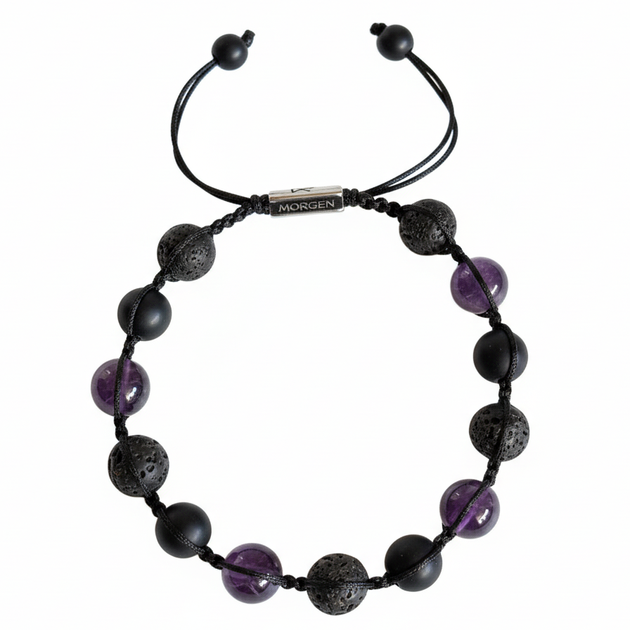 Pulsera MORGEN con piedras negras y amatista