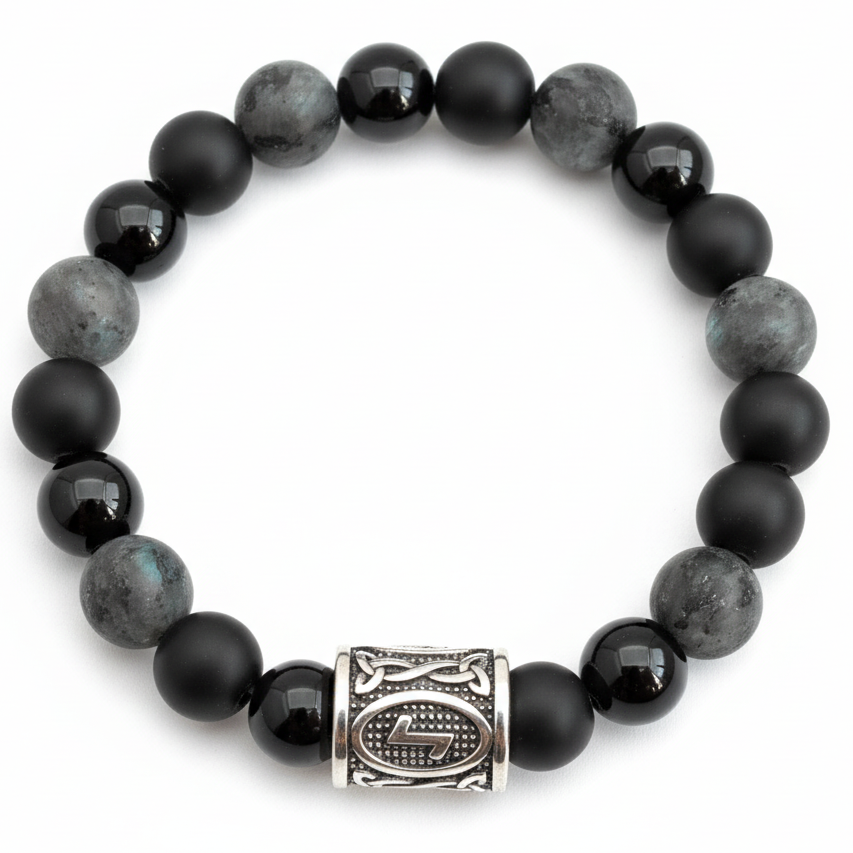 Pulsera negra con fondo blanco
