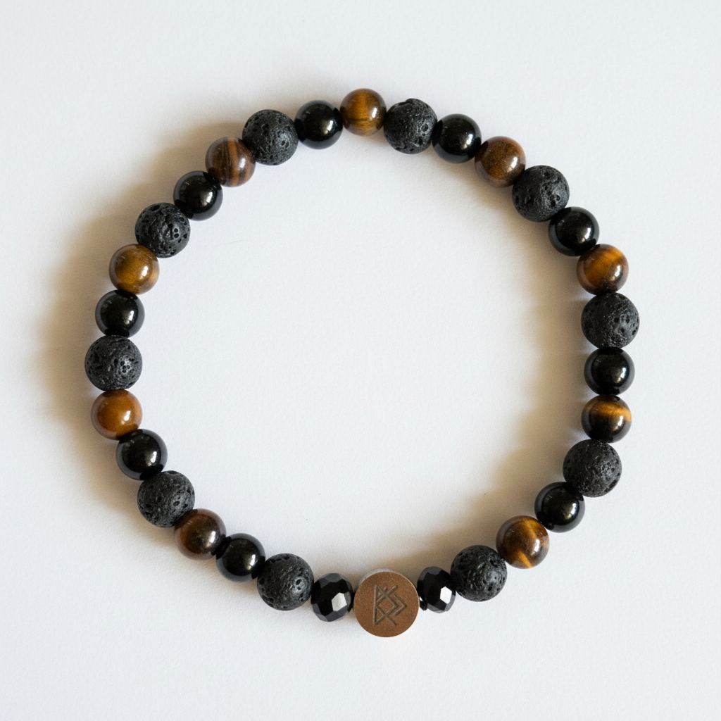 Pulsera negra con ojo de tigre mejorada