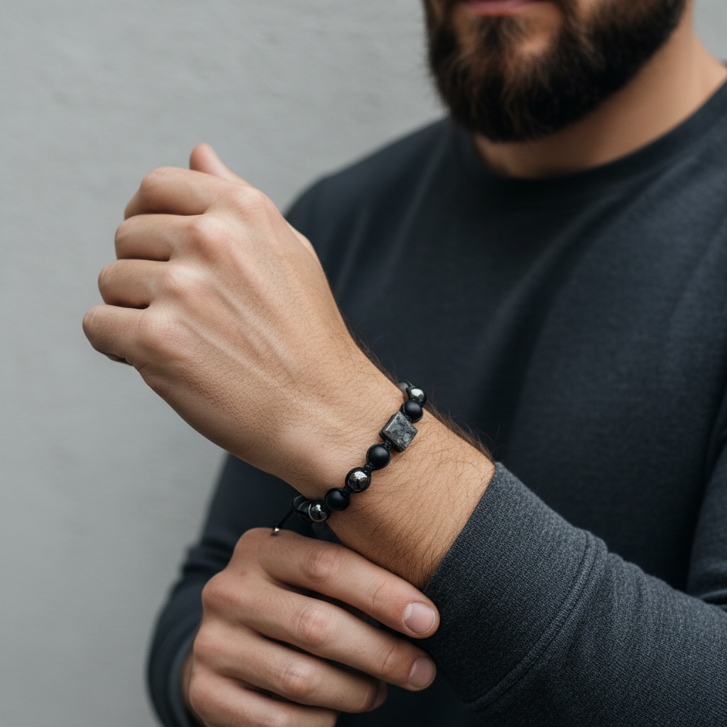 Pulsera negra - modelo varonil