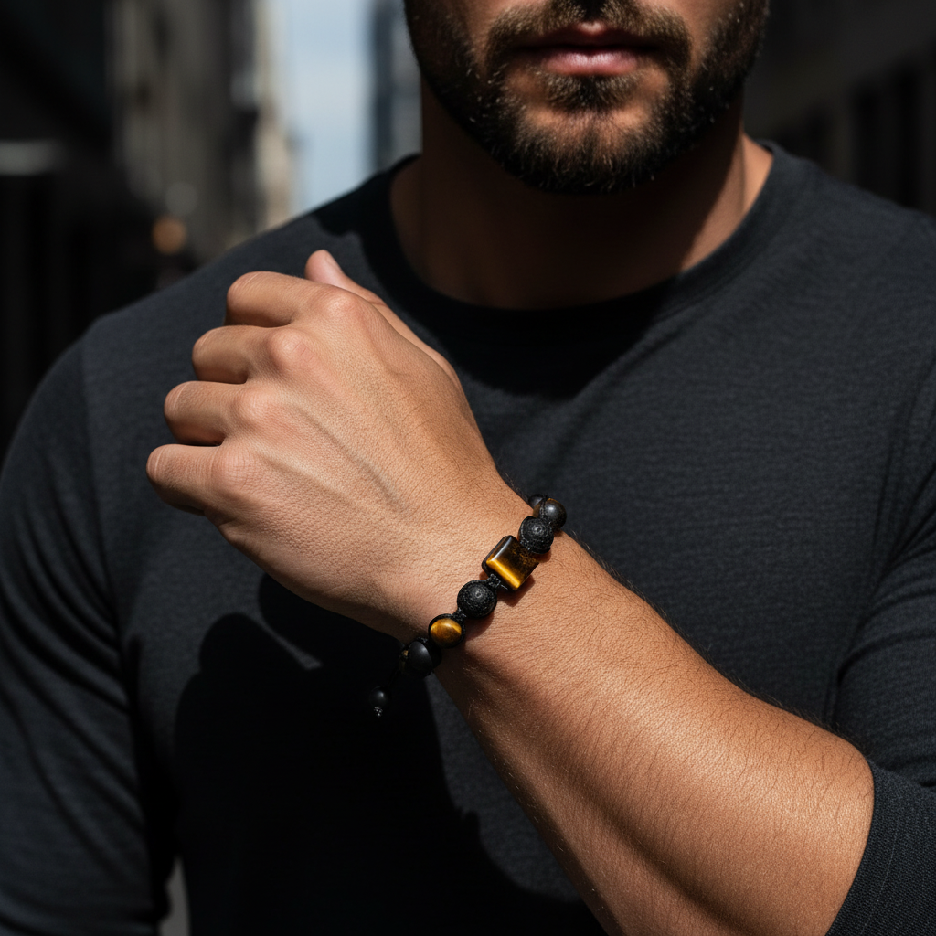 Pulsera ojo de tigre - modelo varonil urbano