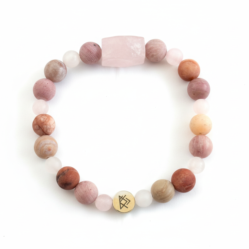 Pulsera rosa con cuarzo rosa